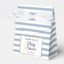 Staubblauer Streifen Elegante Gold-Baby Shower