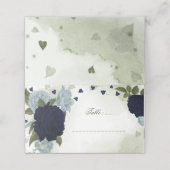 staubblauer und marineblauer Blumengarten ca. Platzkarte (Außenseite Aufgefaltet)