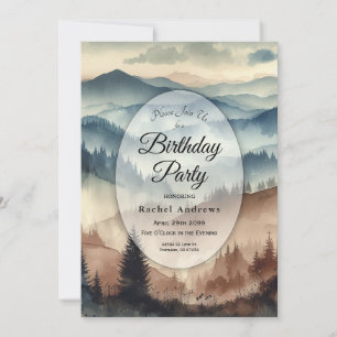 Staubblauer und Mocha-brauner Berge Geburtstag Einladung