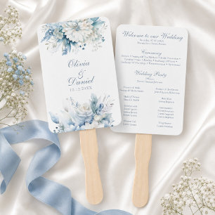 Staubblauer Wildblumen-Hochzeitsprogramm-Fächer Fächer