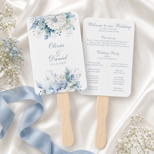 Staubblauer Wildblumen-Hochzeitsprogramm-Fächer Fächer