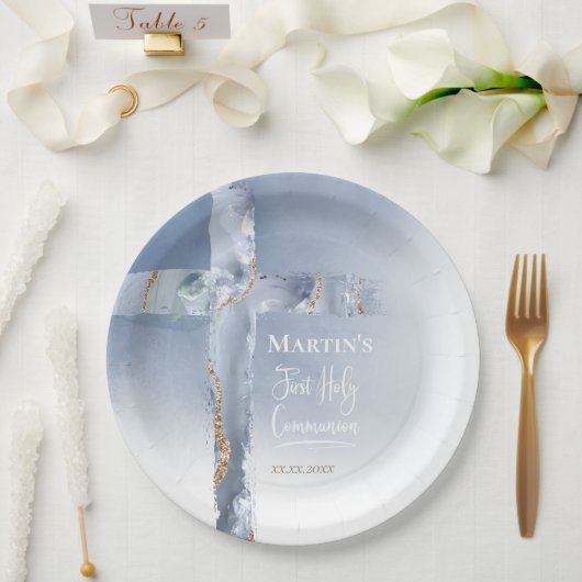 staubblaues Age durch Erste Kommune Pappteller (Hochzeit)