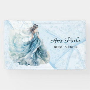 Staubblaues Alkohol-Tinte-Braut-Brunch Banner