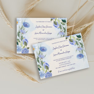 Staubblaues Aquarell-Blumen-Botanik-Hochzeit Einladung