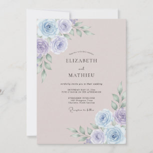 Staubblaues ätherisches Aquarell-Hochzeit Einladung