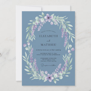 Staubblaues Ätherisches Florales Hochzeit Einladung