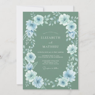 Staubblaues Ätherisches Flourish-Hochzeit Einladung