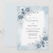 Staubblaues, ätherisches Winterhochzeit Einladung (Vorne/Hinten)