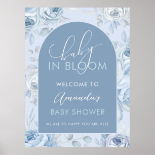 Staubblaues Baby in Blüte Baby Shower Willkommen Poster