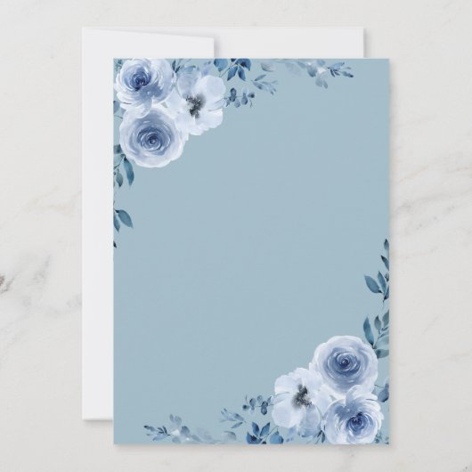 staubblaues blühendes Brautparty Einladung (Rückseite)