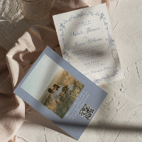 Staubblaues Blumen-Botanik-Foto-QR-Code-Hochzeit
