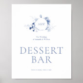 Staubblaues Blumen Dessertbar-Schild Poster (Vorne)