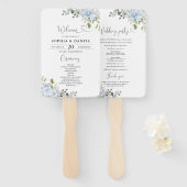 Staubblaues Blumen-Eukalyptus-Hochzeitsprogramm Ha Fächer (Vorne und Hinten)