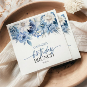 Staubblaues Blumen Geburtstags-Brunch-Party Serviette