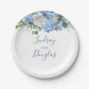 Staubblaues Blumen Grünzeug Hochzeit Hydrangea Pappteller