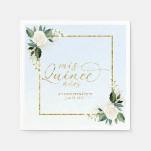 Staubblaues Blumen-Quinceanera Serviette
