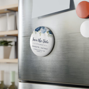 Staubblaues Blumengrün Hochzeit Termin vormerken Magnet