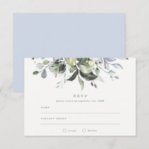 Staubblaues Blumenhochzeits-RSVP Einladung