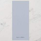 Staubblaues Blumenhochzeitsmenü Menükarte (Rückseite)