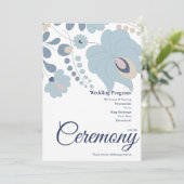 Staubblaues Blumenhochzeitsprogramm Programm (Stehend Vorderseite)
