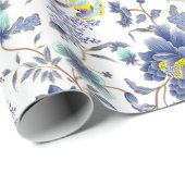 staubblaues Blumenmuster Geschenkpapier (Rolleneckpunkt)