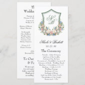 Staubblaues Blumenwappen-Hochzeitsprogramm Programm (Vorne/Hinten)