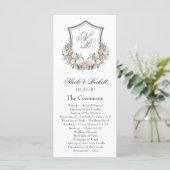 Staubblaues Blumenwappen-Hochzeitsprogramm Programm (Stehend Vorderseite)