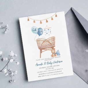 Staubblaues Boho-Kinderzimmer Boho-Baby-Party Einladung