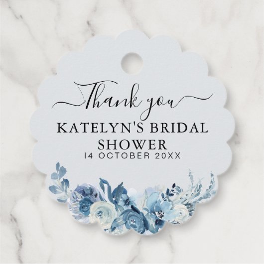 staubblaues Brautparty Vielen Dank Geschenkanhänger (Rückseite)