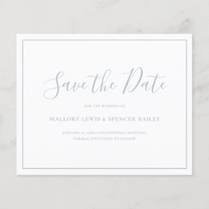 Staubblaues Budget-Hochzeit-Save-the-Date Flyer