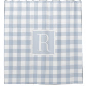 Staubblaues Büffel-Karo-Monogramm Duschvorhang (Vorderseite)