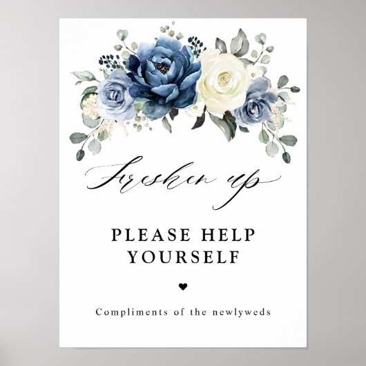 Staubblaues Champagner Elfenbein Floral Erfrischen Poster (Vorne)