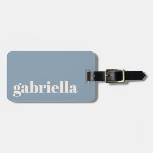 Staubblaues Chic Fette Schriftart Personalisierter Gepäckanhänger