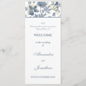 Staubblaues Chinoiserie-Christliches Hochzeitsprog Programm (Vorderseite)