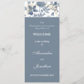 Staubblaues Chinoiserie-Hochzeitsprogramm für chri Programm (Vorderseite)