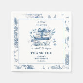 Staubblaues Chinoiserie neues Kapitel Babyparty Serviette (Vorderseite)