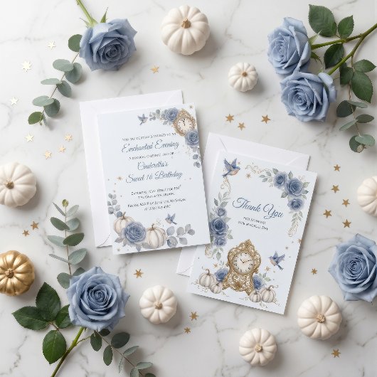 Staubblaues Cinderella Sweet 16 Märchen-Geburtstag Einladung