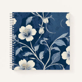Staubblaues Cottage-Blumenrankenmuster Notizblock