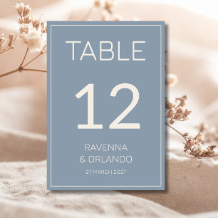 Staubblaues Creme Hochzeitsarrangement im Stil des Tischnummer