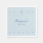 Staubblaues einfaches Kreuz christliche Taufe Serviette (Vorderseite)