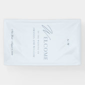 Staubblaues elegantes Hochzeit-Willkommensbanner Banner (Horizontal)