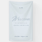 Staubblaues elegantes Hochzeit-Willkommensbanner Banner (Vertikal)