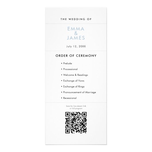 Staubblaues Et-Zeichen Hochzeit | Programm | QR-Co (Vorne)
