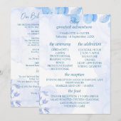 Staubblaues florales Aquarell-Hochzeitsprogramm Ta Programm (Vorne/Hinten)
