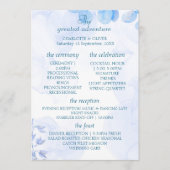 Staubblaues florales Aquarell-Hochzeitsprogramm Ta Programm (Vorderseite)