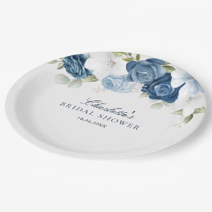 Staubblaues Florales Botanisches Brautbad Pappteller