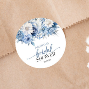 Staubblaues florales Brautparty Runder Aufkleber