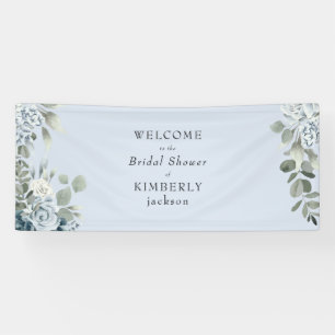 Staubblaues florales Brautparty-Willkommen  Banner