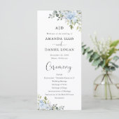 Staubblaues Florales Eukalyptus Hochzeitsprogramm Programm (Stehend Vorderseite)