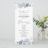 staubblaues florales Hochzeitsprogramm Programm (Stehend Vorderseite)